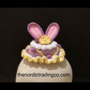 Small Pet Dog Cat Easter Bunny Hat Bonnet Rabbit Ears Handmade Crochet Costume